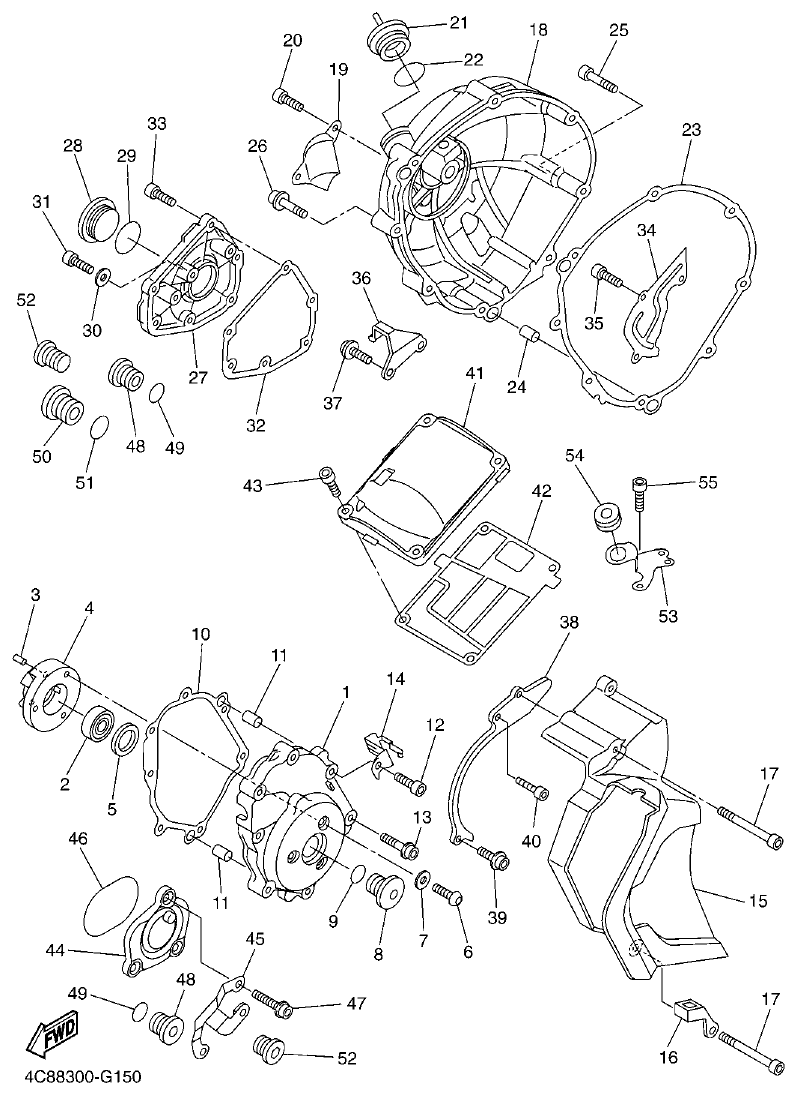 Yamaha R1 2008 CRANKCASE COVER 1 parts diagram